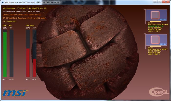 MSI Kombustor 2.5.0, GeForce OC Test