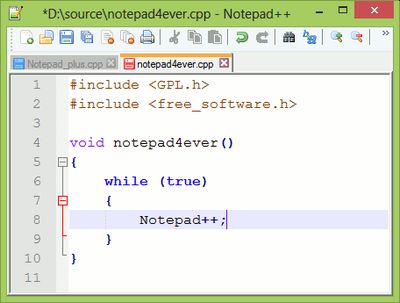 Notepad++ screenshot