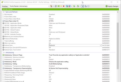 nvidia Profile Inspector screenshot