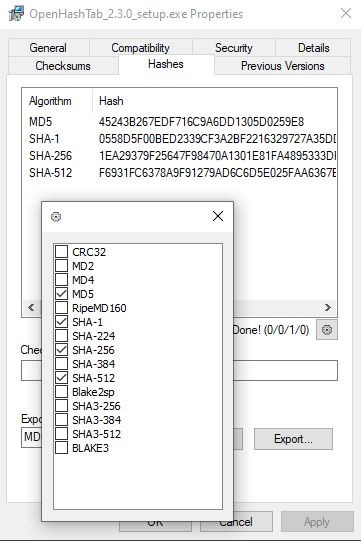 OpenHashTab screenshot