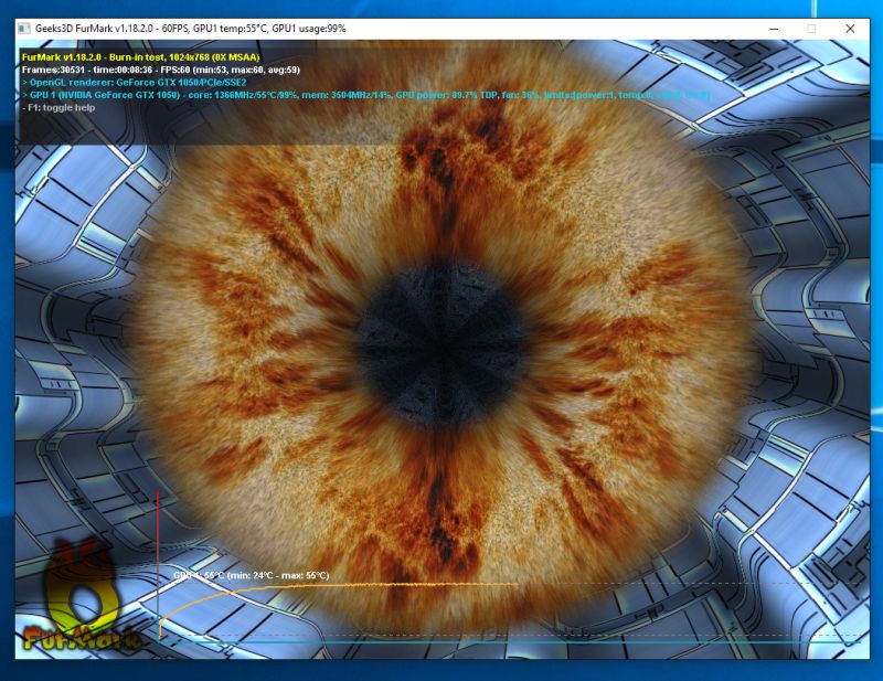 PNY GeForce GTX 1050 - FurMark