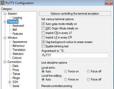PuTTY screenshot
