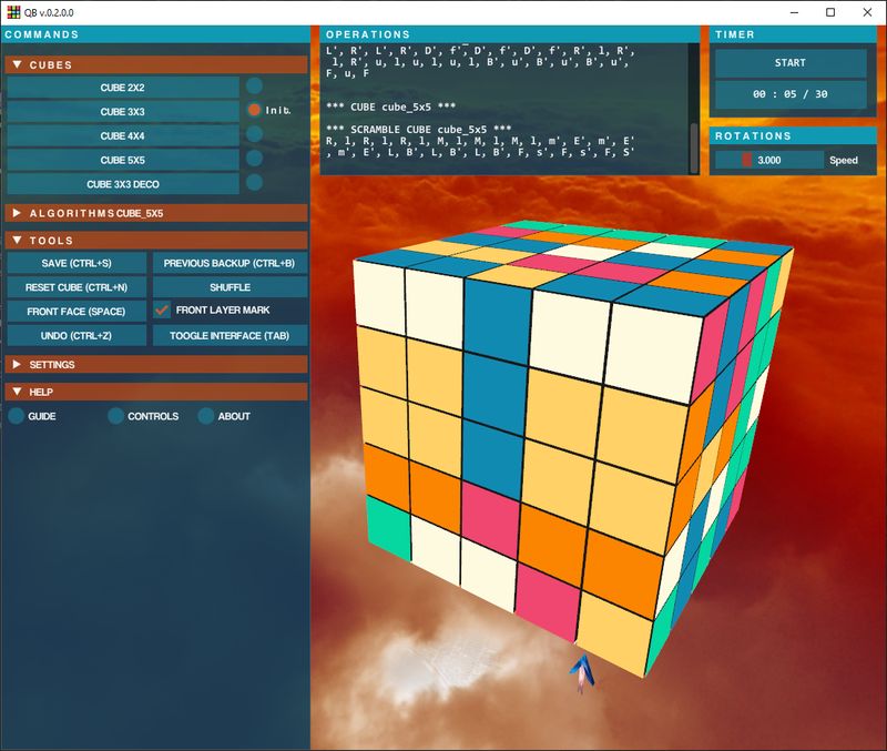 QB: Rubik's Cube Simulator - 5x5x5 blocks