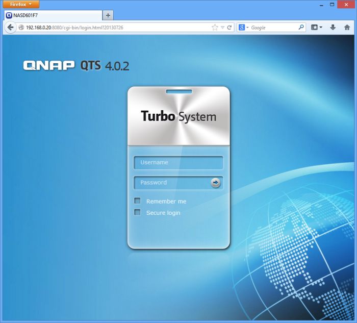 Qnap TS-221 NAS, QTS 4.0 admin panel