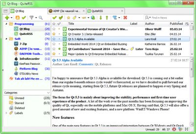 QuiteRSS screenshot