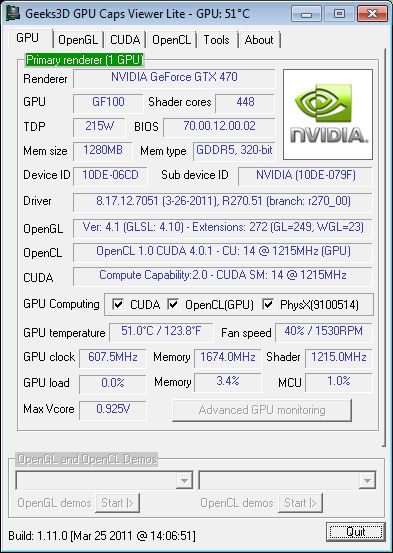 NVIDIA R270.51, GeForce GTX 470, GPU Caps Viewer Lite
