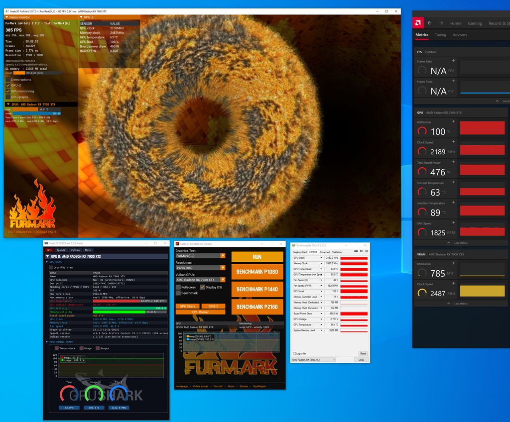 SAPPHIRE Radeon RX 7900 XTX Nitro+ 24GB - FurMark stress test