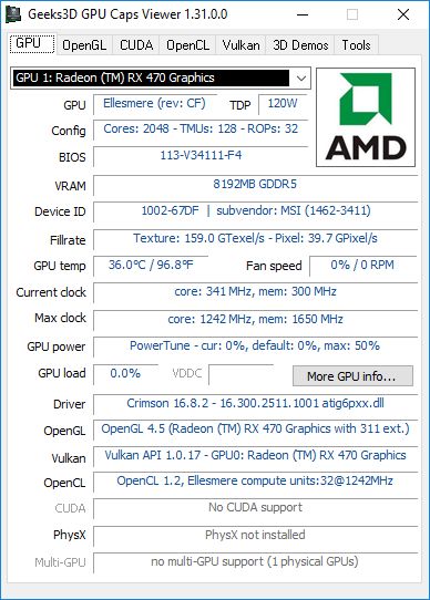 MSI Radeon RX 470 Gaming X 8GB GDDR5