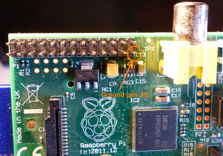 Raspberry Pi - 26-pin GPIO connector layout