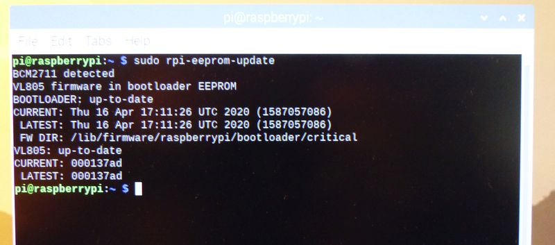 Raspberry Pi 4 8GB - VL805 firmware version