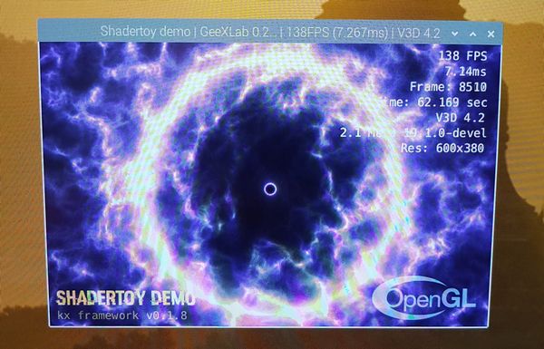 Raspberry Pi 4 vs Raspberry Pi 3 - GeeXLab GPU benchmark - shadertoy