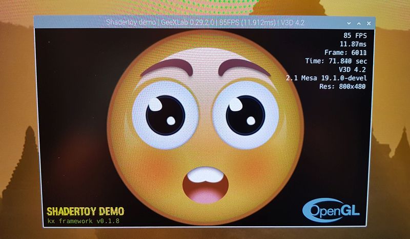 Raspberry Pi 4 vs Raspberry Pi 3 - GeeXLab GPU benchmark - shadertoy