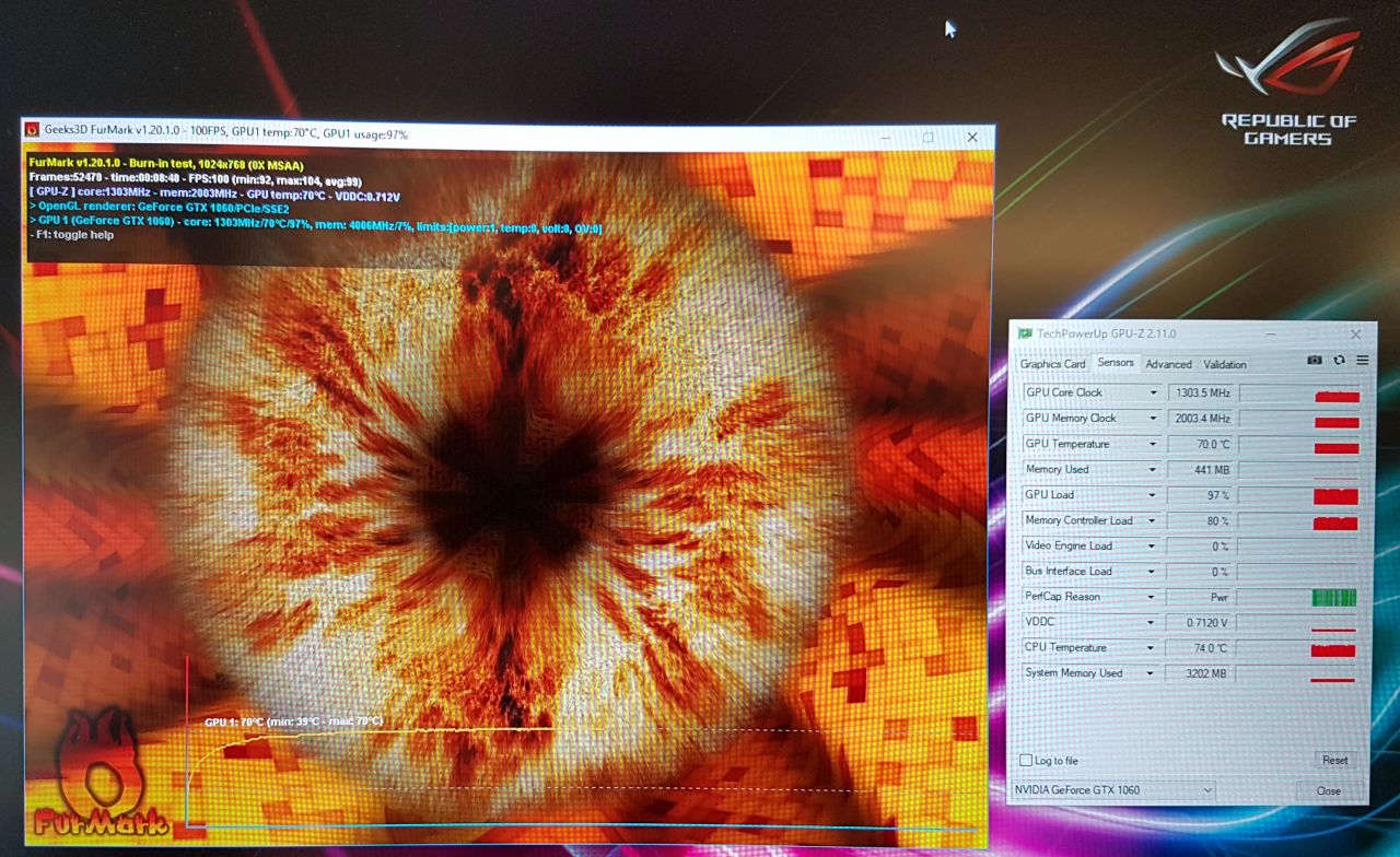 ASUS ROG Strix GL703G SCAR Edition Gaming Notebook - FurMark burn-in test