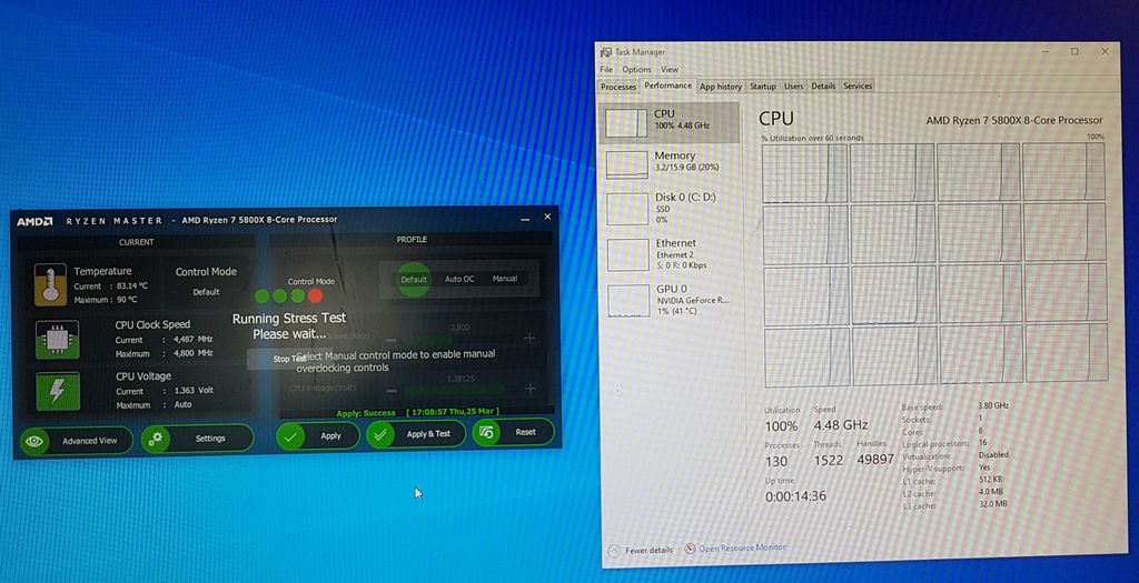 AMD Ryzen Master CPU stress test