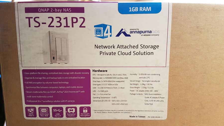 QNAP TS-231P2 box