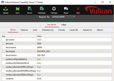 Vulkan Capabilities Viewer screenshot