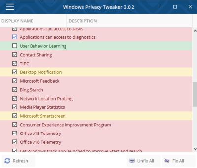Windows Privacy Tweaker screenshot