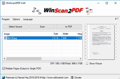 WinScan2PDF screenshot