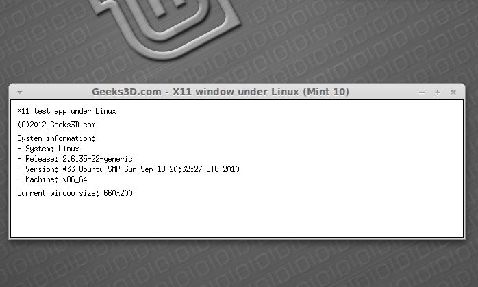 X Window X11 app demo under Linux