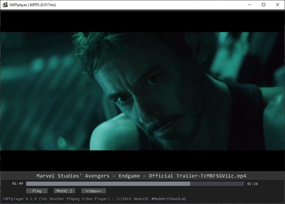 YAFFplayer, FFmpeg video player