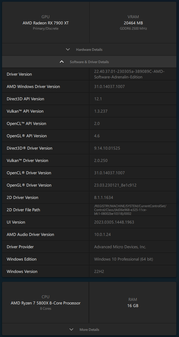 AMD Adrenalin 2020 Edition - Software information