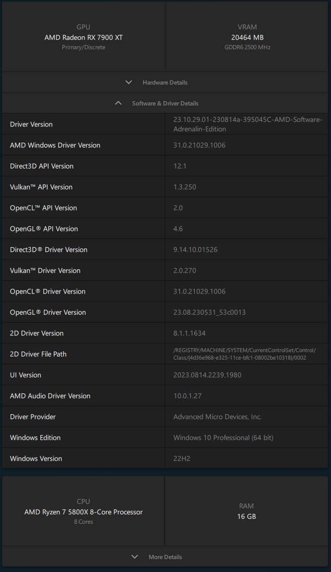 AMD Adrenalin 2020 Edition - Software information