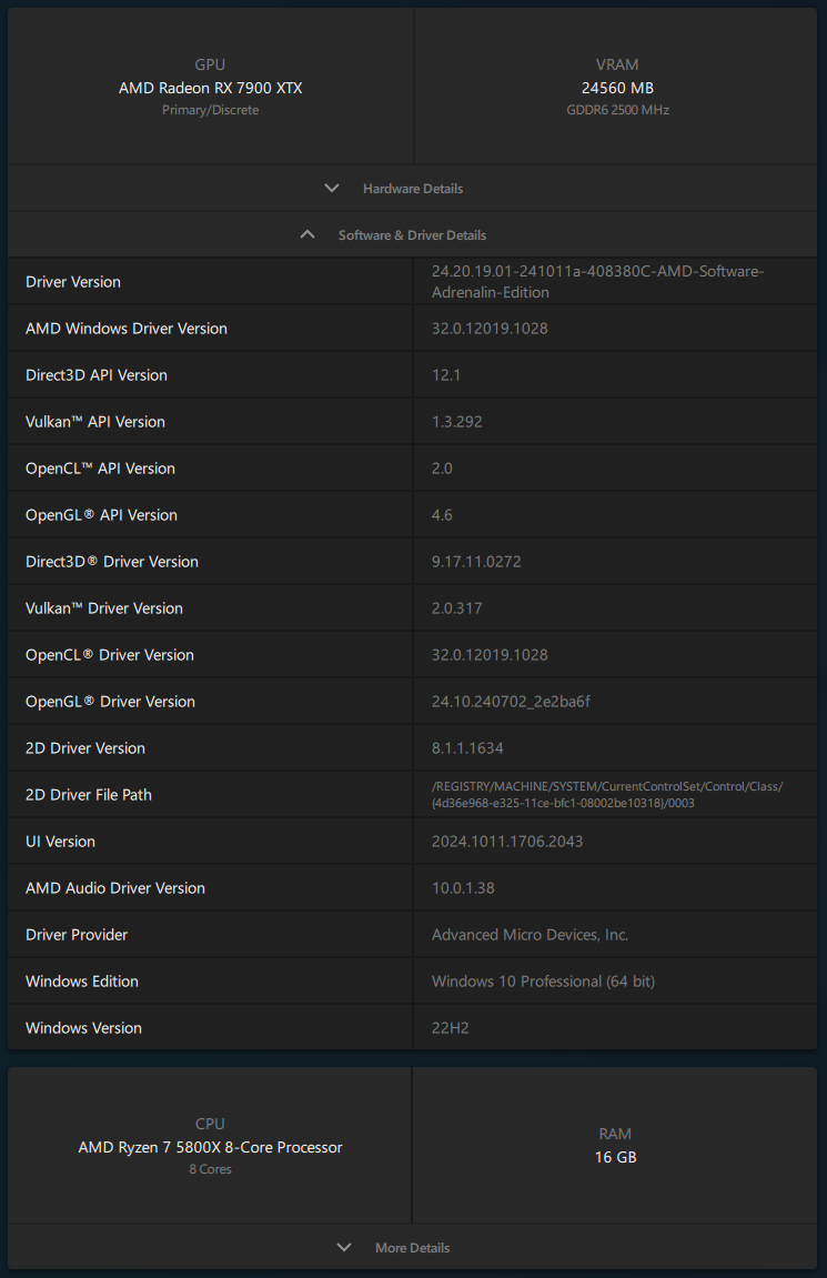 AMD Adrenalin 24.10.1 - Software information