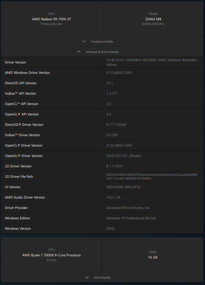 AMD Adrenalin 24.5.1 - Software information
