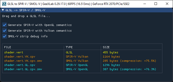 GLSL to SPIR-V / SMOL-V Utility