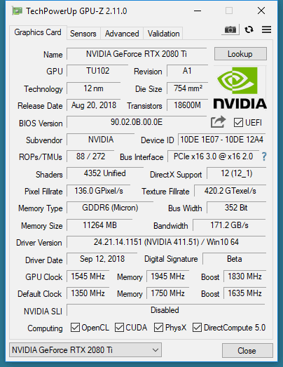 GeForce RTX 2080 Ti GPU-Z