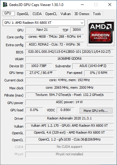 AMD Adrenalin 2020 Edition - GPU Caps Viewer + Radeon RX 6800 XT