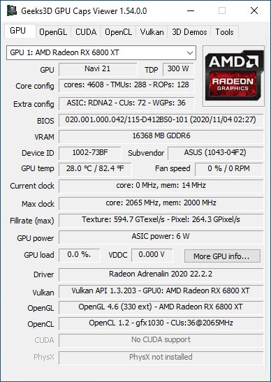 AMD Adrenalin 2020 Edition - GPU Caps Viewer + Radeon RX 6800 XT