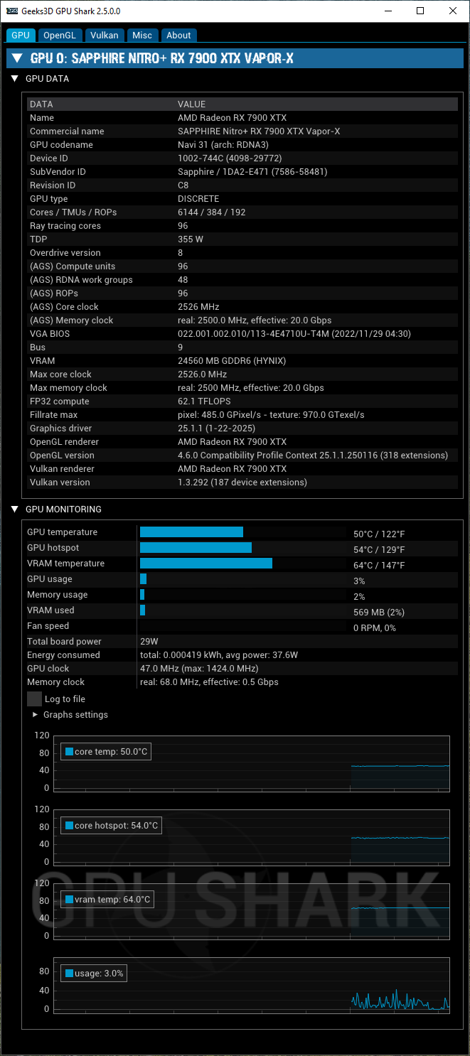 AMD Adrenalin 25.1.1 - GPU Shark 2 + Radeon RX 7900 XTX