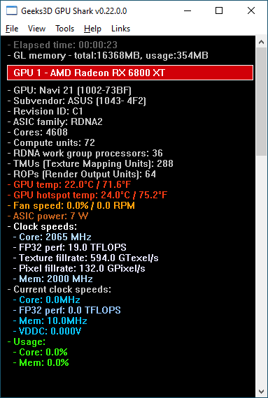 GPU Shark 0.22.0 - Radeon RX 6800 XT