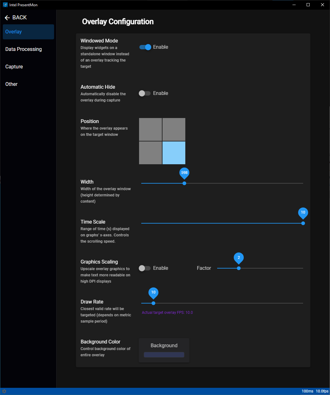 Intel PresentMon user interface