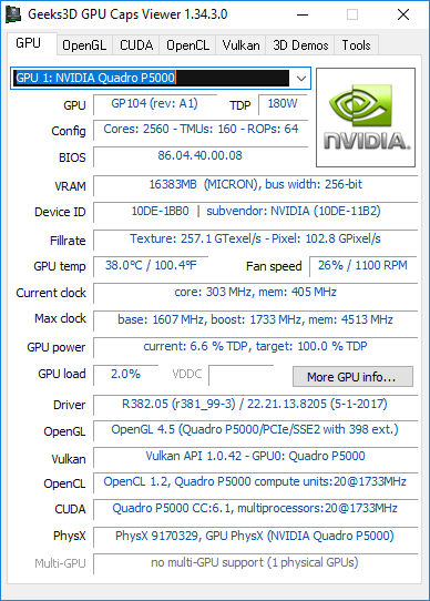 PNY Quadro P5000 - GPU Caps Viewer